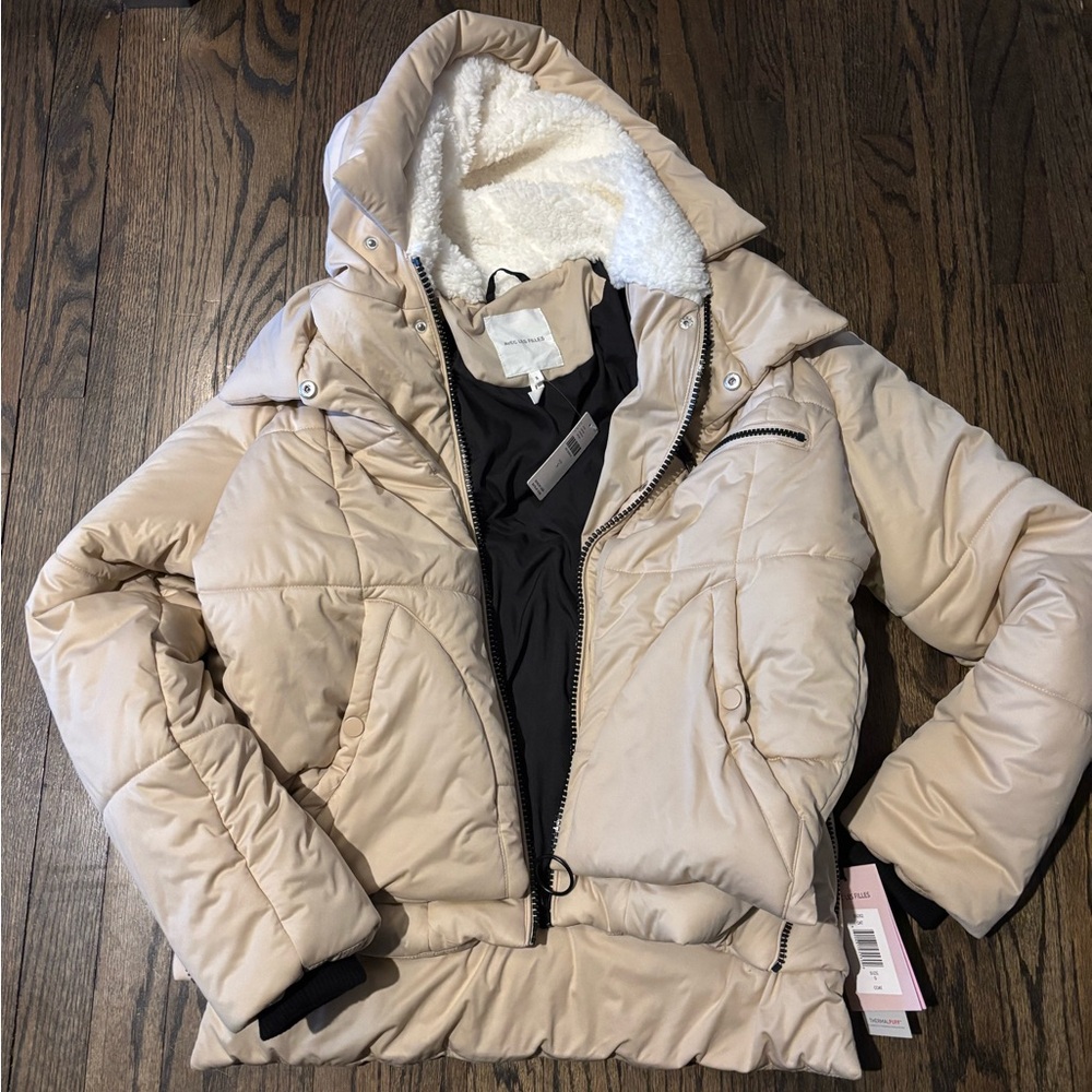 Anthropologie Avec Les Filles Cream Puffer Jacket NWT